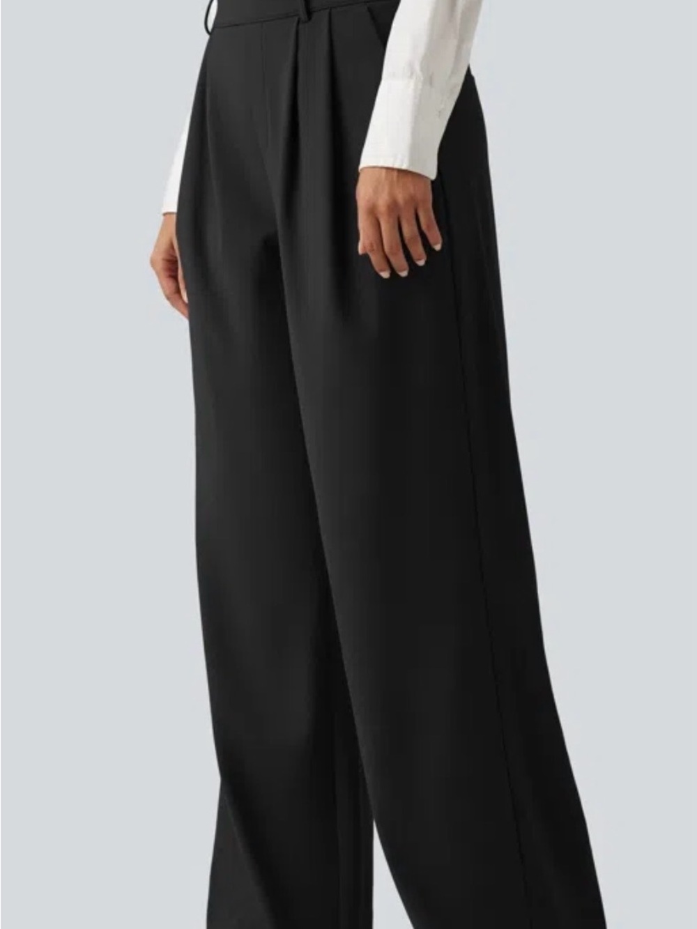 NWT Halara Flex High Waisted Pleated Wide Leg Work Pants Black Size 8